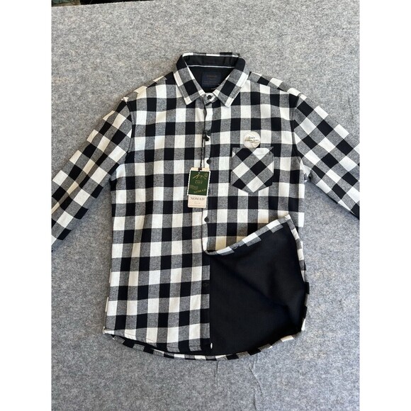 Nomad Flannel Shirt Mens Medium Thermal Lined White Black Check NWT - Picture 1 of 7